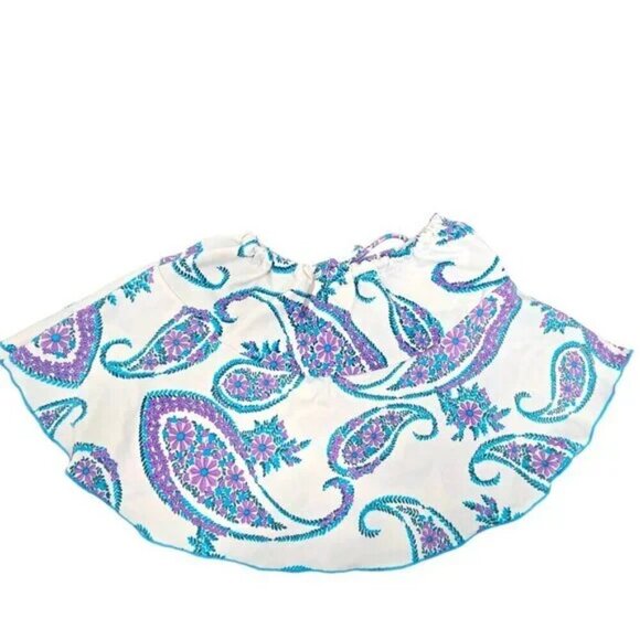 Vintage Esprit Y2K White Paisley Circle Swim Suit Beach Cover - Picture 7 of 8